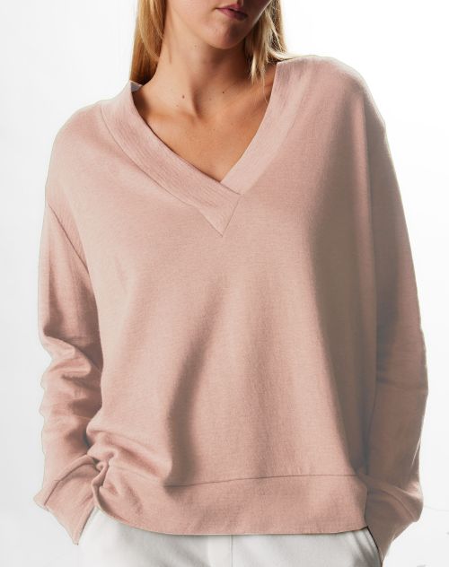 Majestic Filatures V-Neck Sweater Viskose soft pink