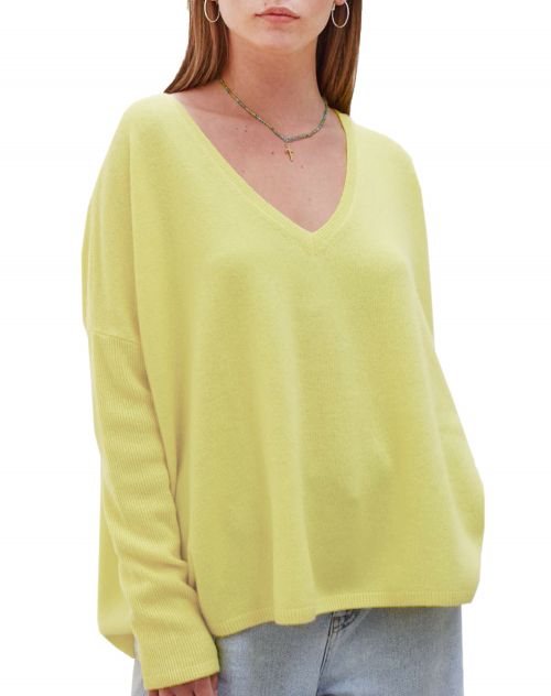 Les tricots de Lea Kaschmir Poncho Sweater Monjako citron
