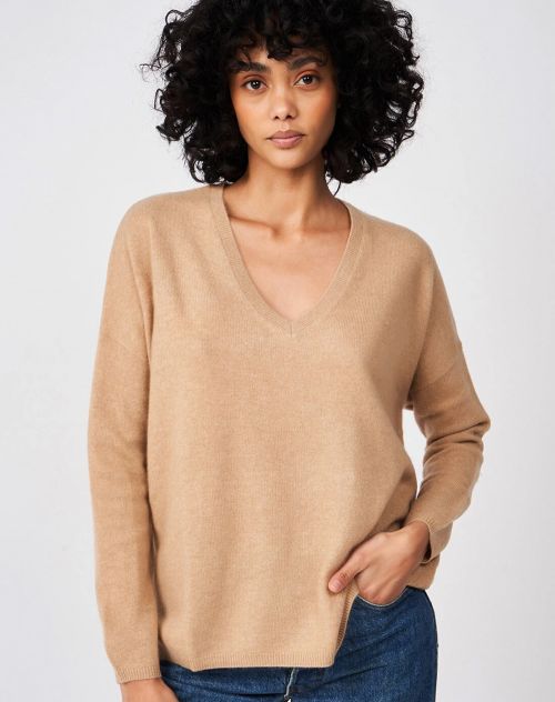 Les tricots de Lea Kaschmir Poncho Sweater Monjako camel