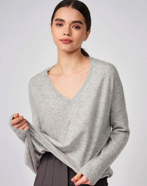 Les tricots de Lea Kaschmir Poncho Sweater Monjako gris chine