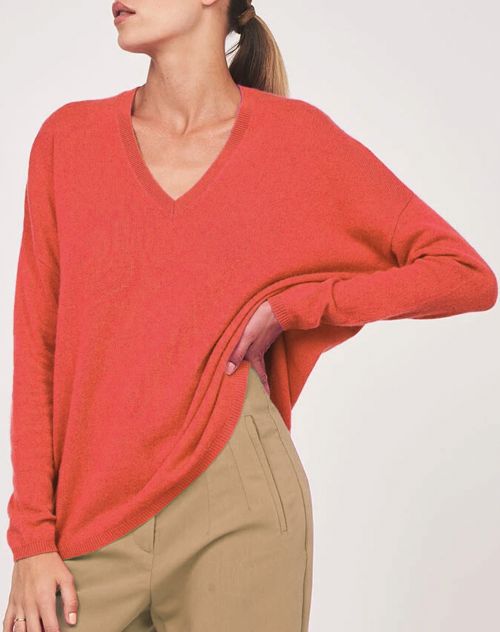 Les tricots de Lea Kaschmir Poncho Sweater Monjako tangerine