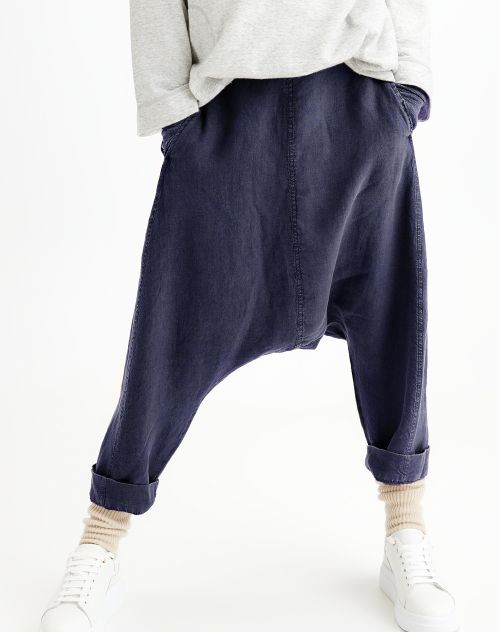 By Basics Own Deep Crotch Hose Leinen midnight blue