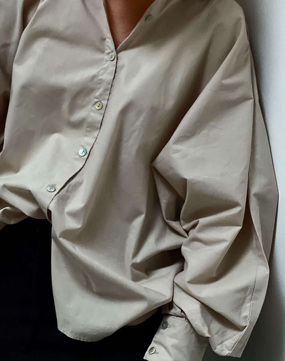 Hedda William Bat Wing Blouse Hedwig Bio Popelin sand