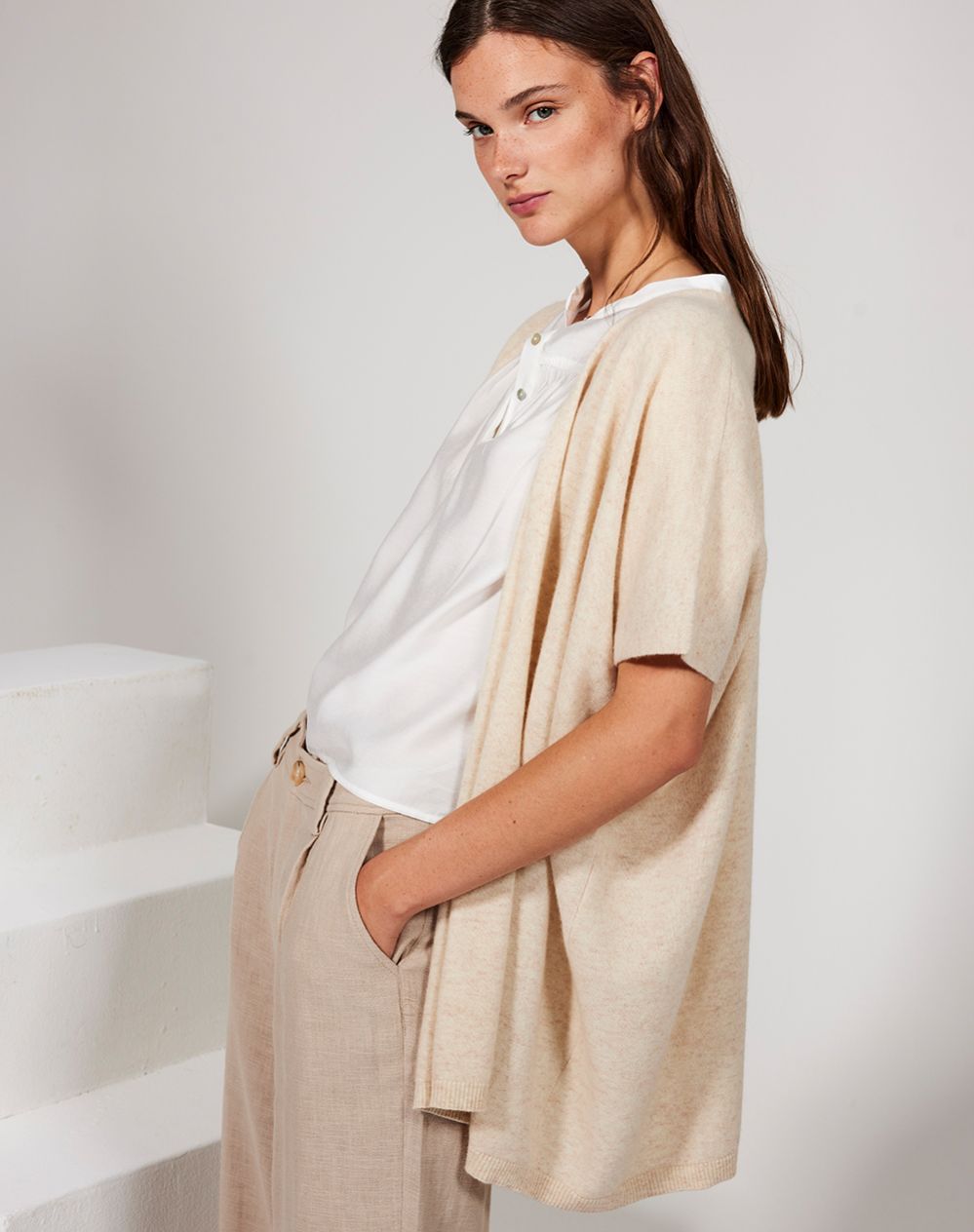 JcSophie Cardigan Steel mit Kaschmir beige