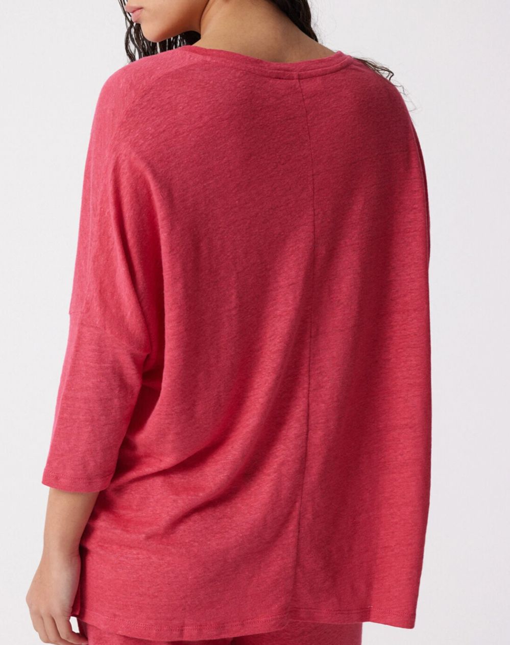 Not Shy V-Shirt Leinen Poncho Cut dragon fruit