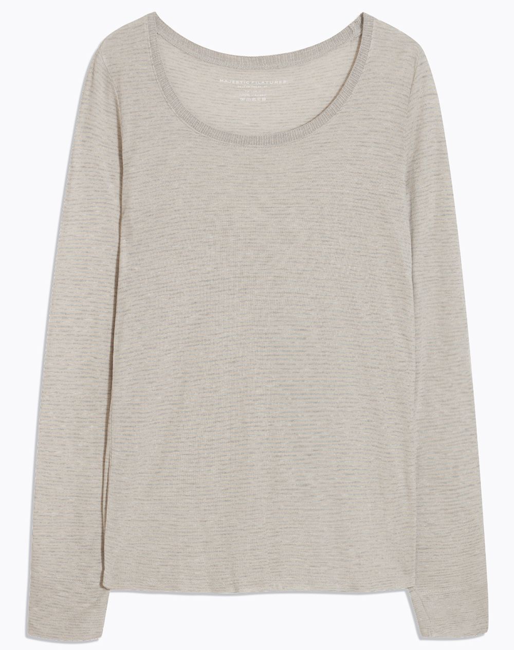 Majestic Filatures Rundhals Longsleeve meliert light grey raw white