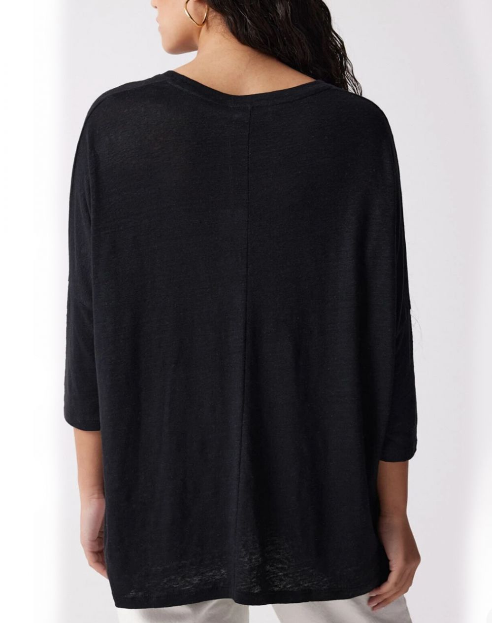 Not Shy V-Shirt Leinen Poncho Cut noir
