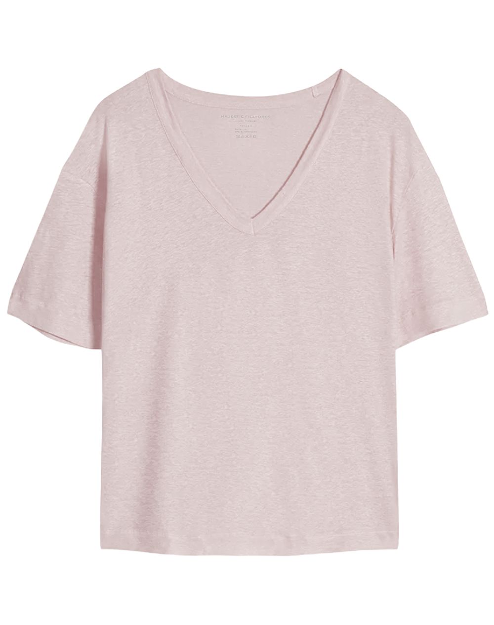 Majestic Filatures Leinen V-Shirt 3/4 Arm white