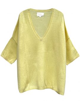 Les tricots de Lea Kaschmir Kurzarm Poncho Sweater Martinetti citron