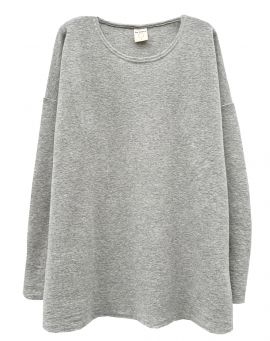 By Basics Oversized Merino Long U-Pullover dawn grey