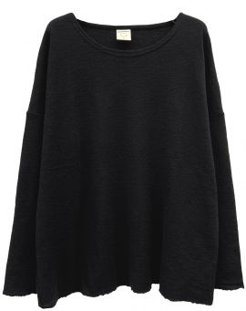 By Basics Oversized Merino Long U-Pullover black