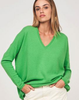 Les tricots de Lea Kaschmir Poncho Sweater Monjako vert